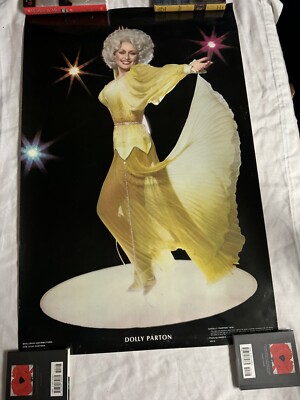 Dolly Parton 70’s Yellow Dress On Stage Poster Retro Curves RARE 