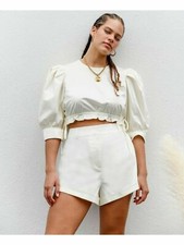 Danielle Bernstein Women High-Cut Shorts White Zipper w/ Hook Belt Loop Plus 20W