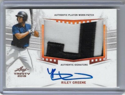 2019 Leaf Trinity RILEY GREENE 2-Color Letter Patch Bronze Foil Auto RC Tigers