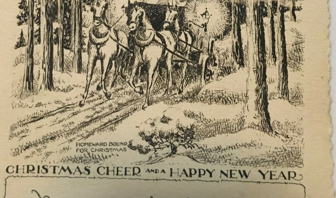 Vintage Christmas Greeting Homeward Bound for Christmas 