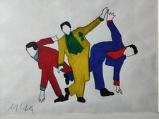 Marco Lodola, Studio per scultura luminosa, disegno originale con autentica