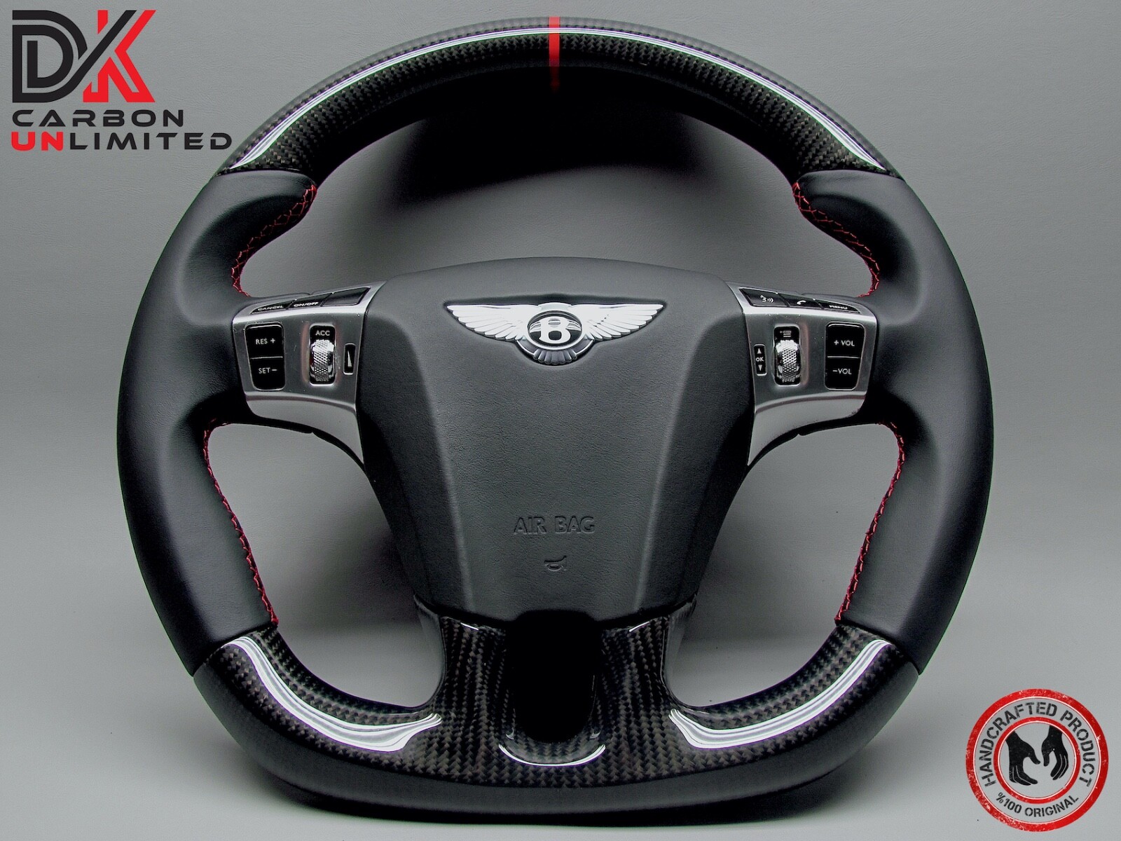 Bentley Continental GT 2011 Flying Spur Red Ring Napa Carbon Steering Wheel v1