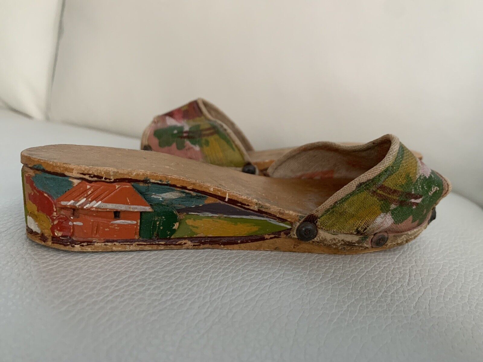1940s Philippines Wedge Sandal Childs Shoe Hand P… - image 5