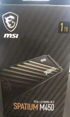 Msi Spatium 1tb M450 Pcle 4.0 Nvme M.2 Ssd