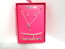 Claires Brand New Girl's 4 Piece Silver Tone J Jewelry Set