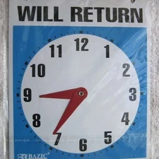 Bazic Rectangular Open Come In Will Return Adjustable Clock Sign Chain 9 x 7.5 "