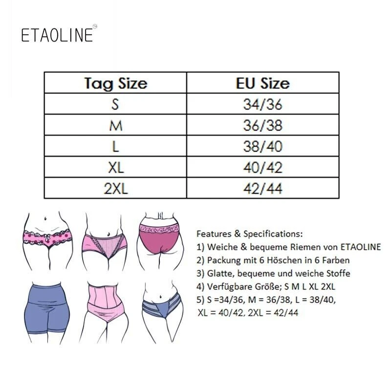 Damen String Tanga Set 6er Spitze String Panty Baumwolle Unterwäsche Slips Pants - Bild 2 von 2