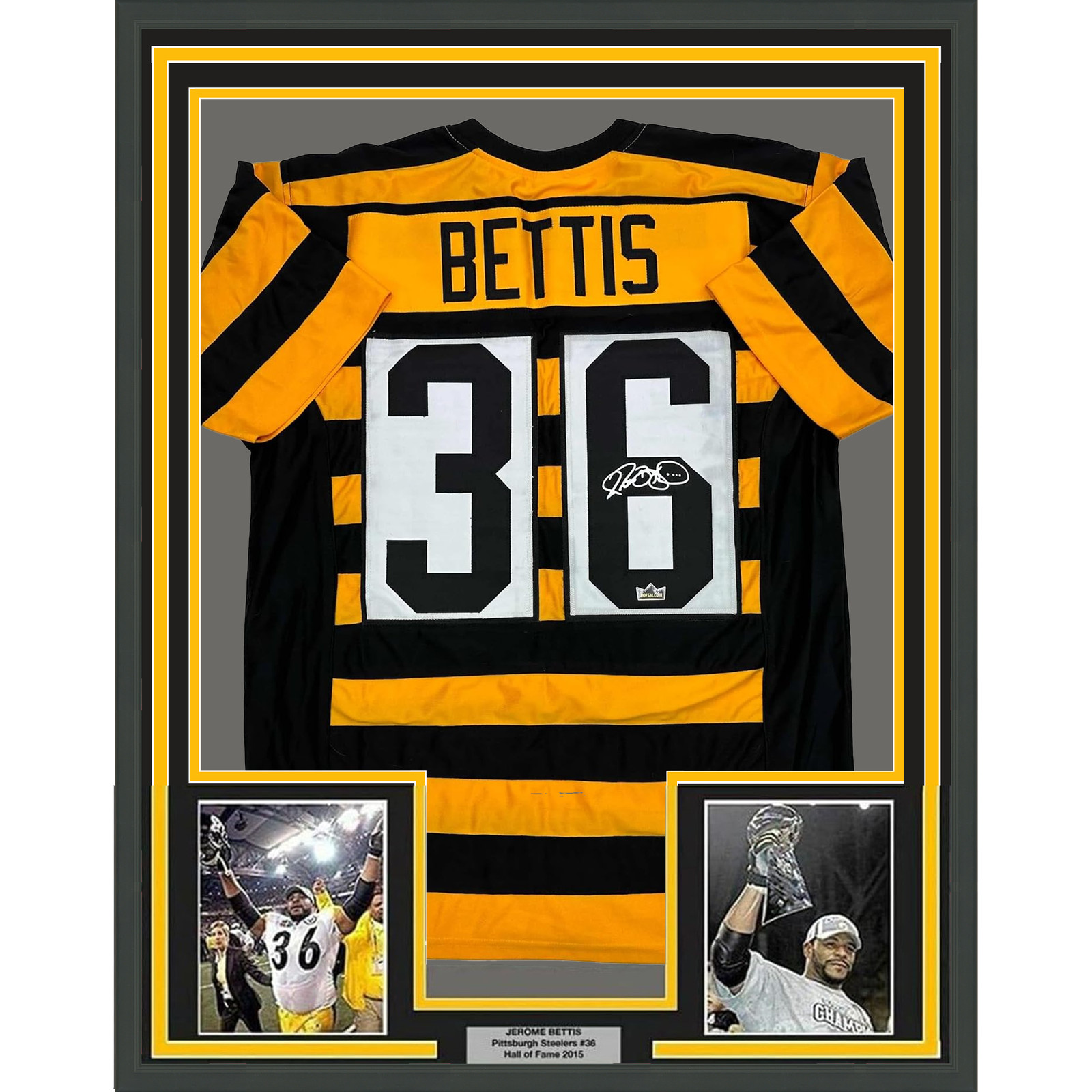 Framed Facsimile Autographed Jerome Bettis 35x39 Pittsburgh BB Reprint Jersey