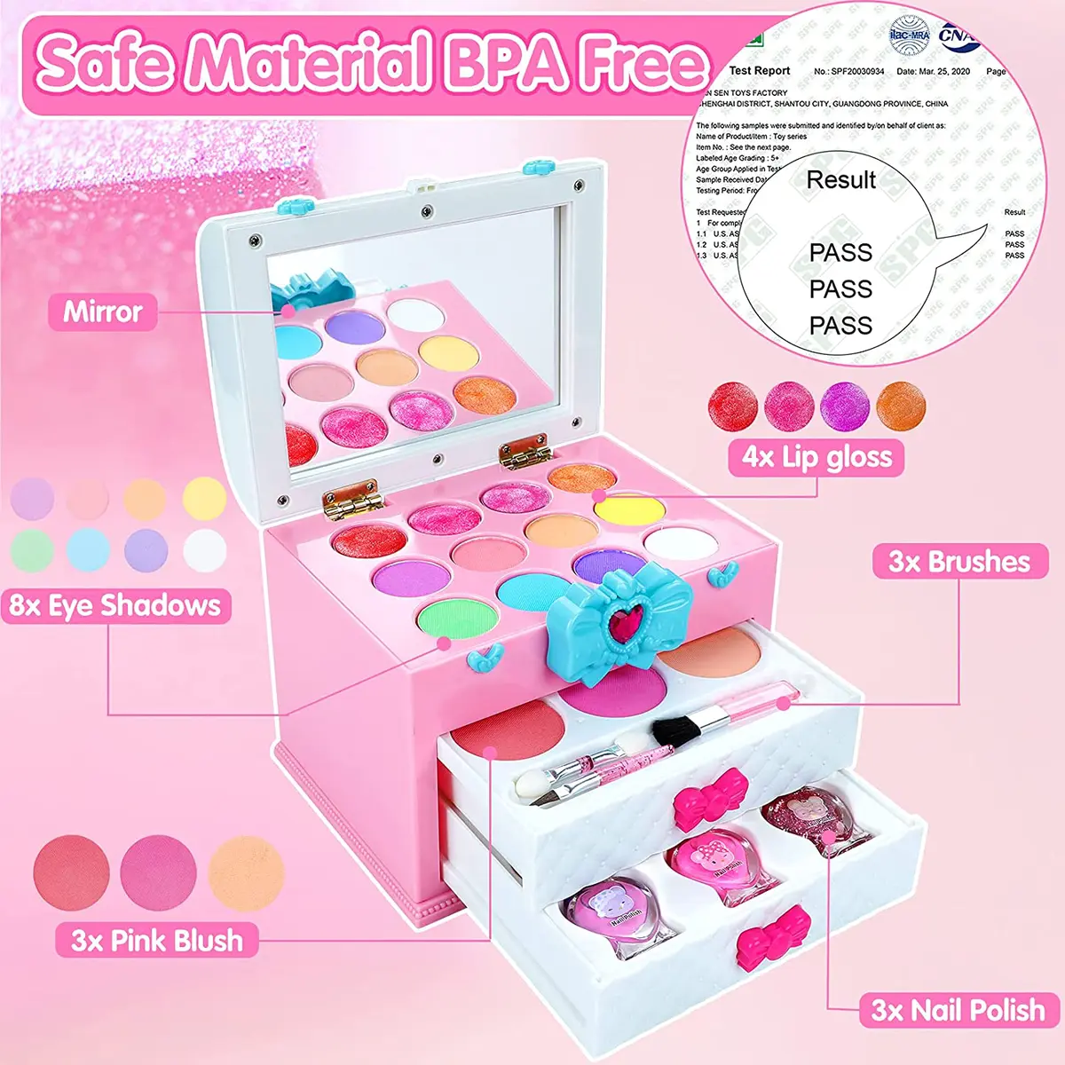 Kids Makeup Kit for Girl Make Up Remover Real Washable Princess