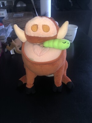 Disney Lion King Pumba w/ Bug Stuffed Animal Warthog With Bugs He Eats Plush 13''