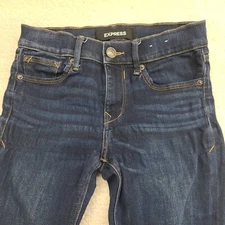 Express Jeans Womens 0R Blue Mid Rise Jegging Dark Wash Stretch Measure 28x30