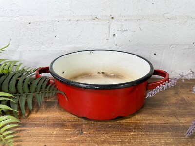 Vintage französische europäische Emaille Waschschüssel Kochtopf Wanne Garten Kräuter Pflanzgefäß