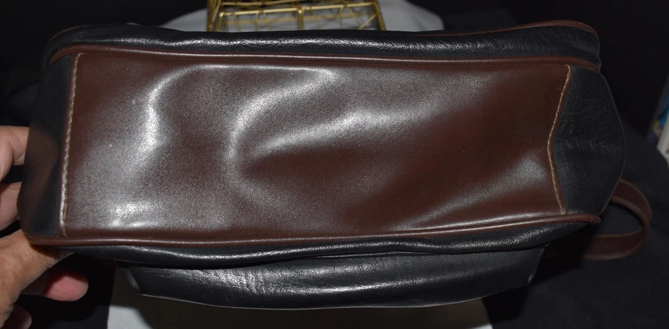 Bolso de cuero sintético ciervo blanco negro marrón forrado compartimento frontal con cremallera cierre de cremallera Foto 4 de 4