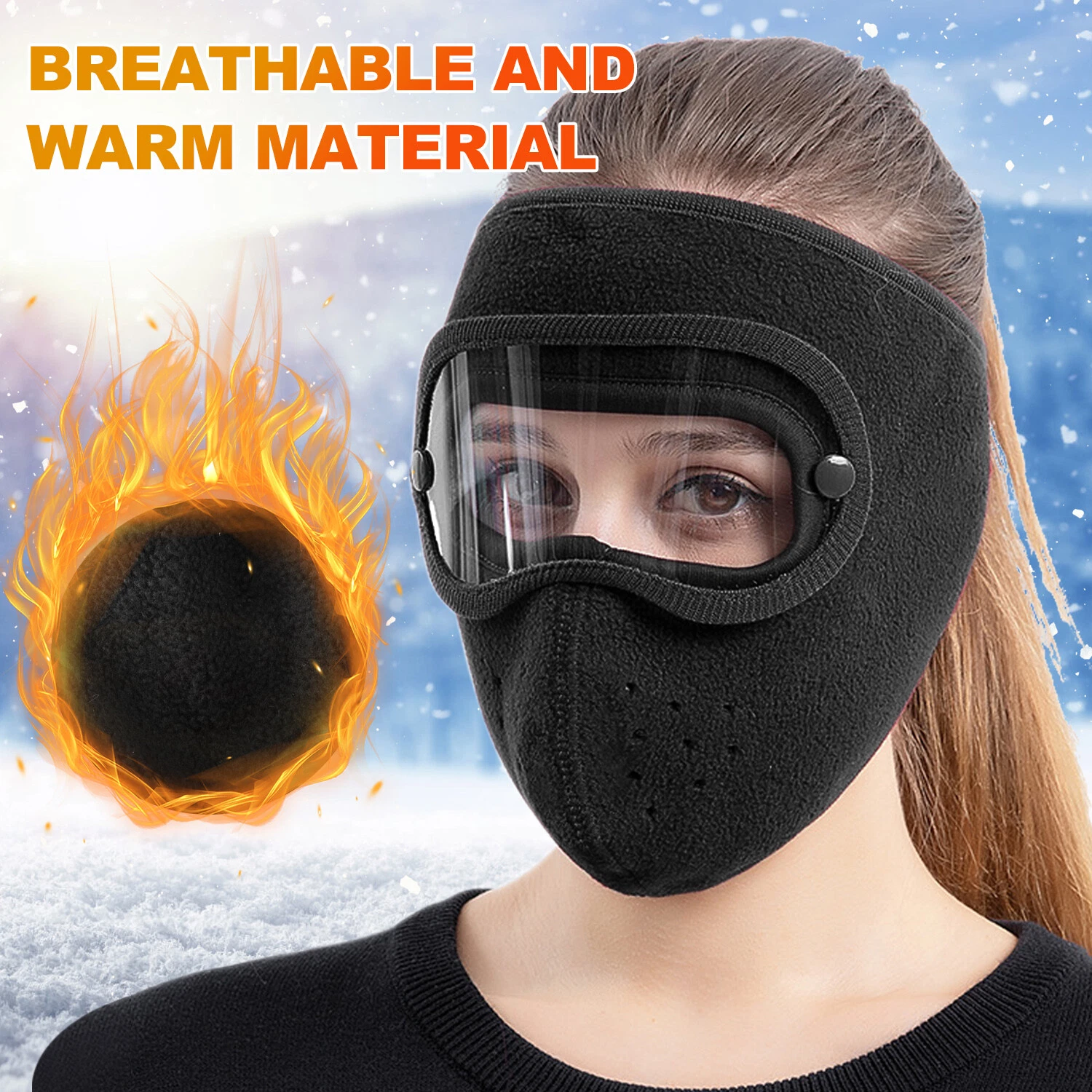 Fleece Warm Winter Balaclava Face Mask With Anti-Fog Goggles Windproof Skull Cap - Picture 1 of 68