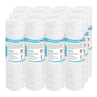 Membrane Solutions 10''x2.5'' String Wound Sediment Water Filter Cartridge 12 Pack