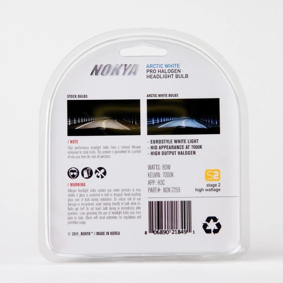 Nokya 7000K White H3C 64146BC Nok7259 80W Two Bulbs JDM Head Light Replacement - Изображение 3 из 4