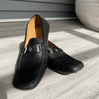 FERRARI TODS Flats EU 39 US 8 Shoes Black Leather Loafers  display picture 2