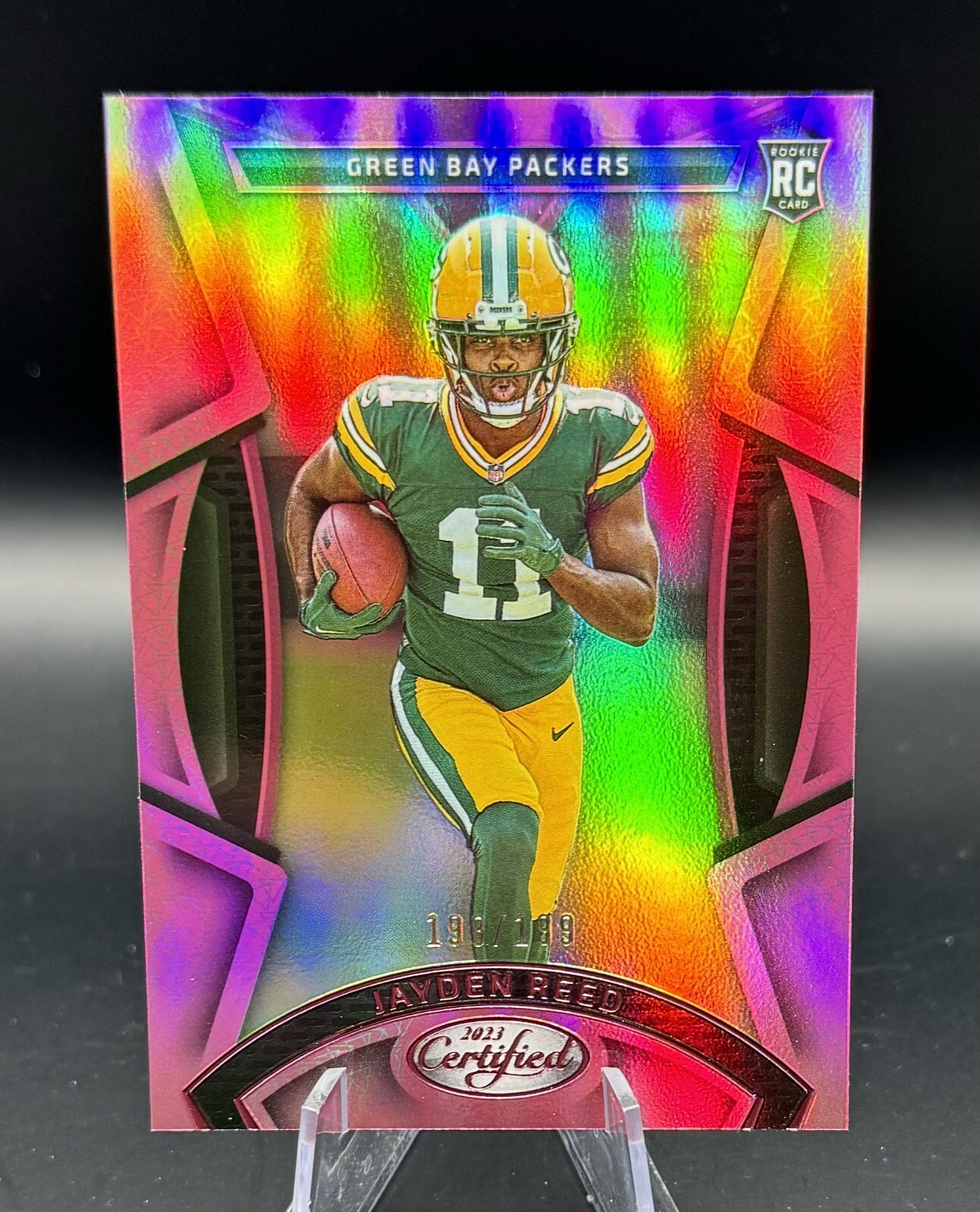 2023 Panini Certified Jayden Reed Rookie Mirror Pink RC ROOKIE SP 198/199