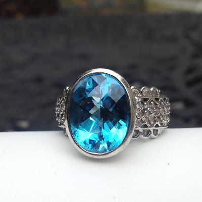 Michael Valitutti Sterling Silver Swiss Blue Topaz & White Gemstone Ring SHOPNBC
