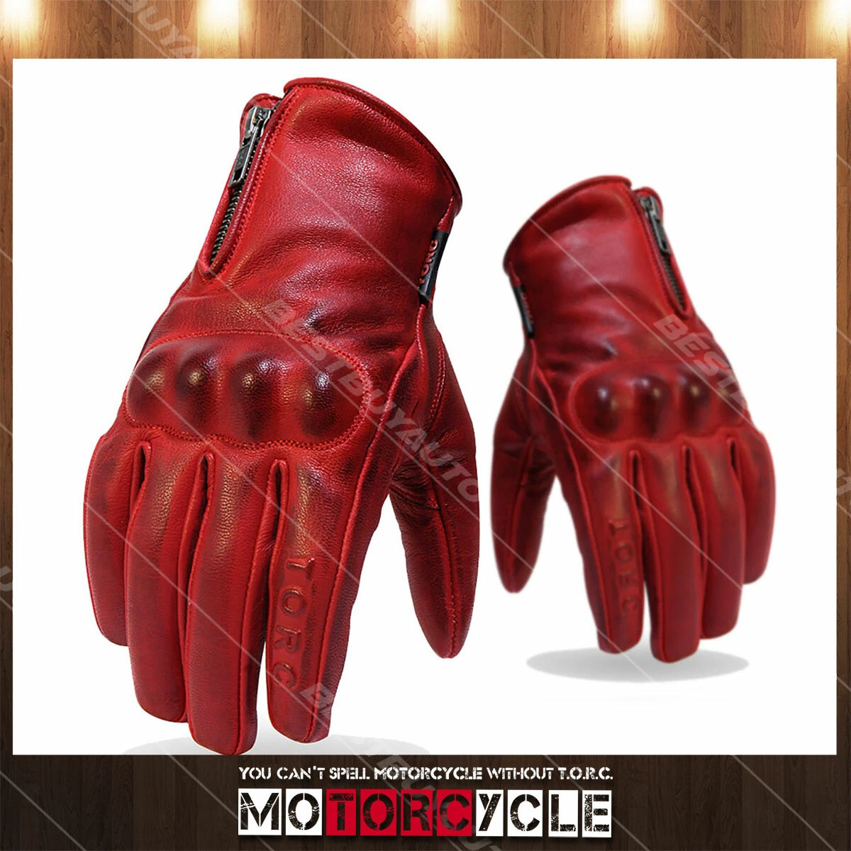 Red leather motorcycle best sale gloves