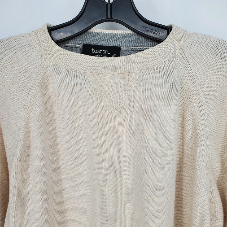 Suéter Toscano Calce Suelto Para Hombre XLT Beige Manga Larga Cuello Redondo Hecho en Italia Foto 3 de 4