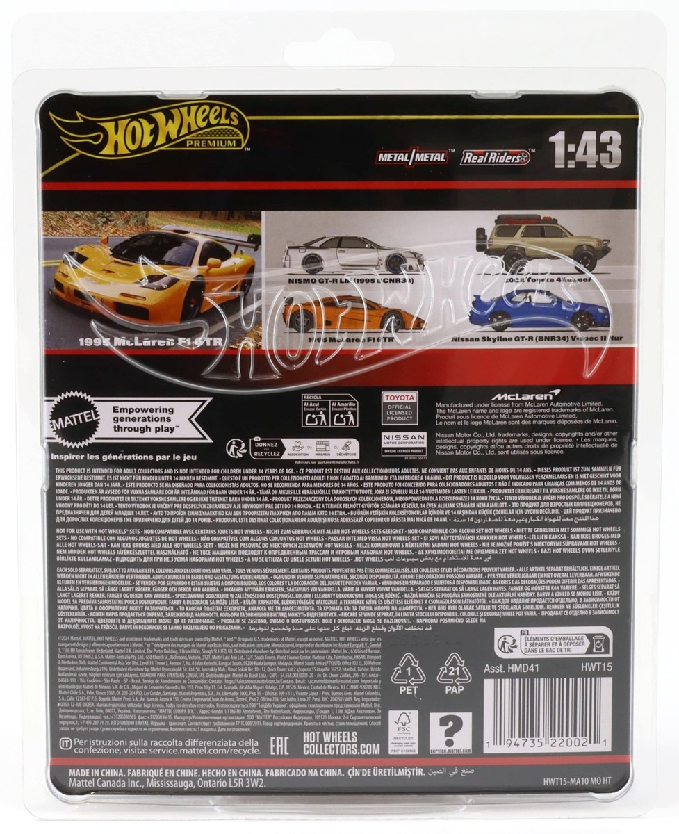 Hot Wheels Premium McLaren F1 GTR 1995 – Scala 1:43, Corpo E Telaio In Metallo, HWT15 - Foto 2
