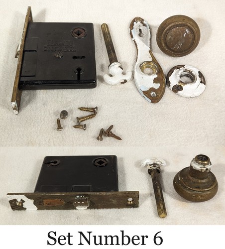 Vtg Salvage Doorknob Setback Plate Knob Mortise Escutcheon Sargent Lock Bathroom - Picture 7 of 11