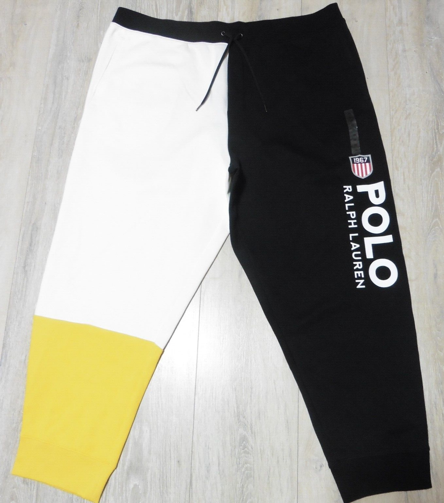 RALPH LAUREN POLO Mens 3XB 3XL Big & Tall Vintage 90s Colorblock Jogger Sweatpants with Shield Logo