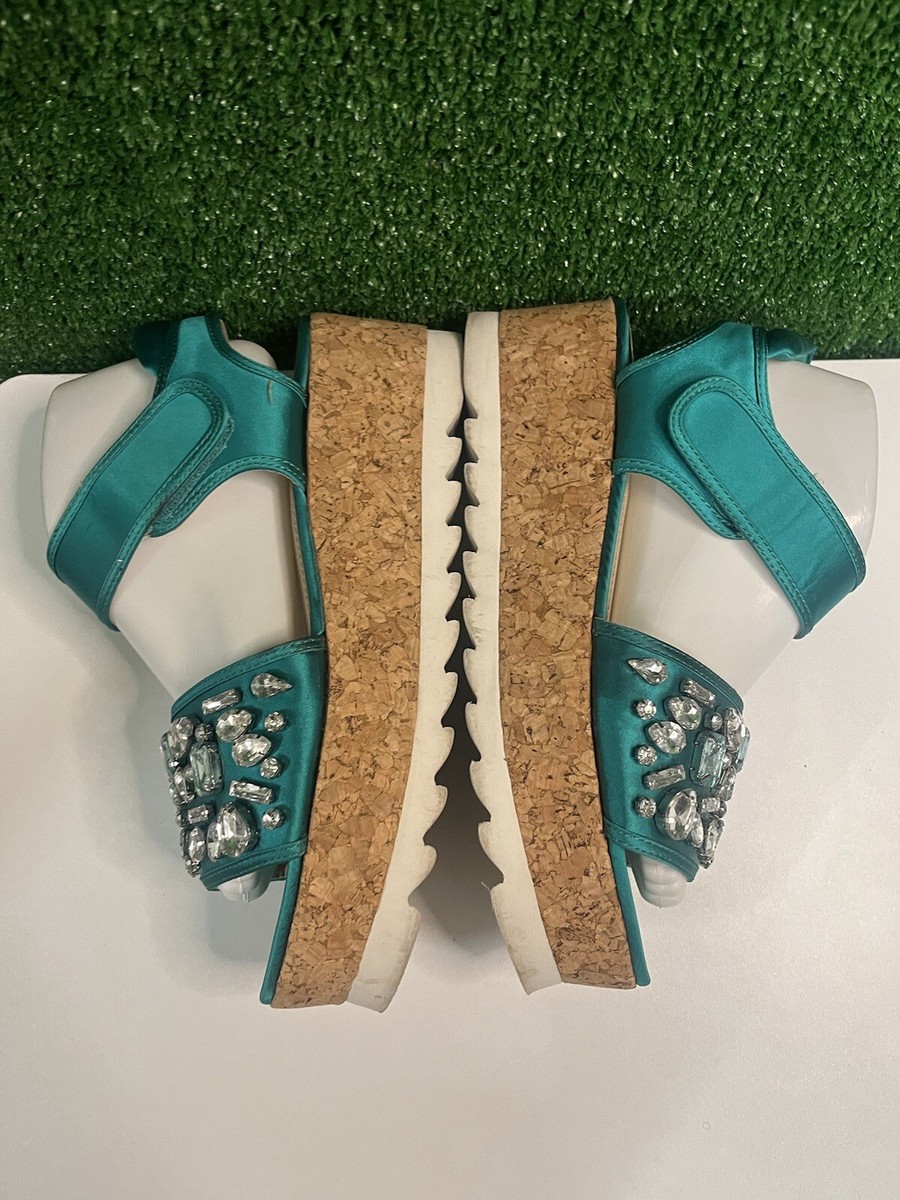 ASOS Shoes Turquoise Jeweled Platform Shoes Size 9.5 View 5