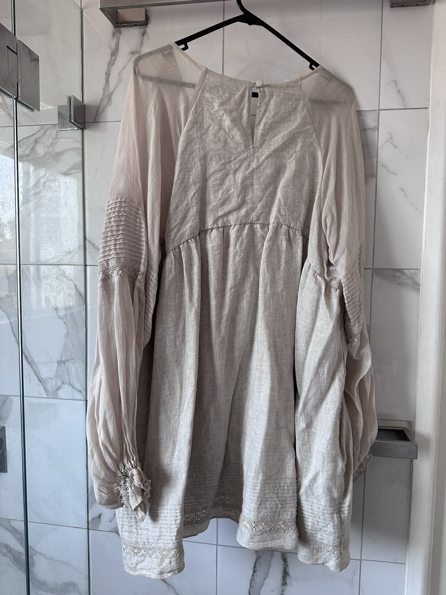 knee length dresses for ladies Joslin Lola Linen Ramie Mini Smock Dress in Cream  Coco & Lola