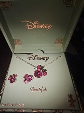 Disney Bowtiful Minnie Mouse Pink Necklace Earrings Gift Set