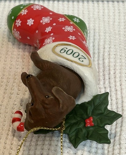 The Danbury Mint 2009 Home For The Holidays Bassotto Cane Decorazione Natalizia Nuovo con scatola - Foto 12 di 16