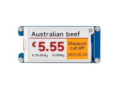 Waveshare 2.66inch e-Paper Module (G), 360x184, Red/Yellow/Black/White SPI