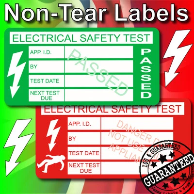 JAMES LABELS 2000 PASSED & 50 FAILED Non-Rip PAT Test Labels PAT Testing Labels / Stickers