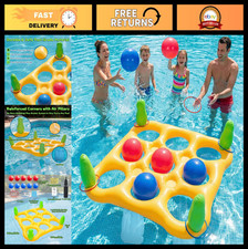 2-in-1 Inflatable Pool Toys Set - Tic-Tac-Toe Game with 10 Balls  8 Rings, Summ
