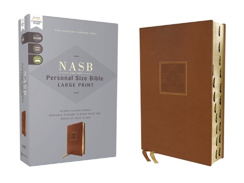 NASB, Personal Size Bible, Large Print, Leathersoft, Brown, R... - 9780310465973