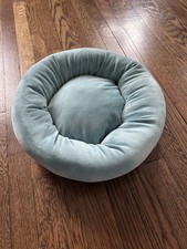 Washable Calming Soft Plush Cat Bed Microfiber Donut - blue