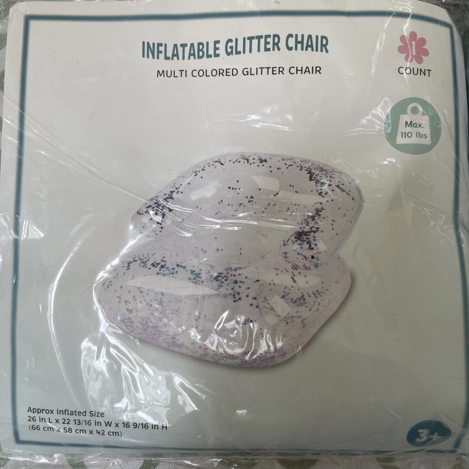 2 Target Inflatable Glitter Colored Chairs 26"L x 22"W x 16"H New Pool Floats - Image 3 of 4