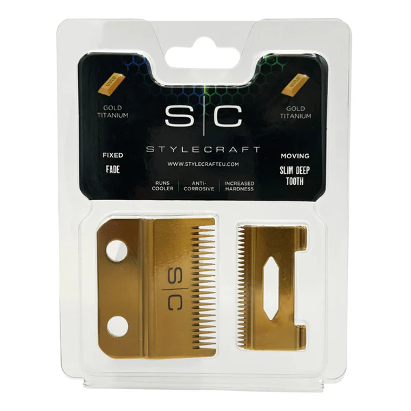 Stylecraft Clipper Blade Set - Fade Gold & Slim Deep Gold