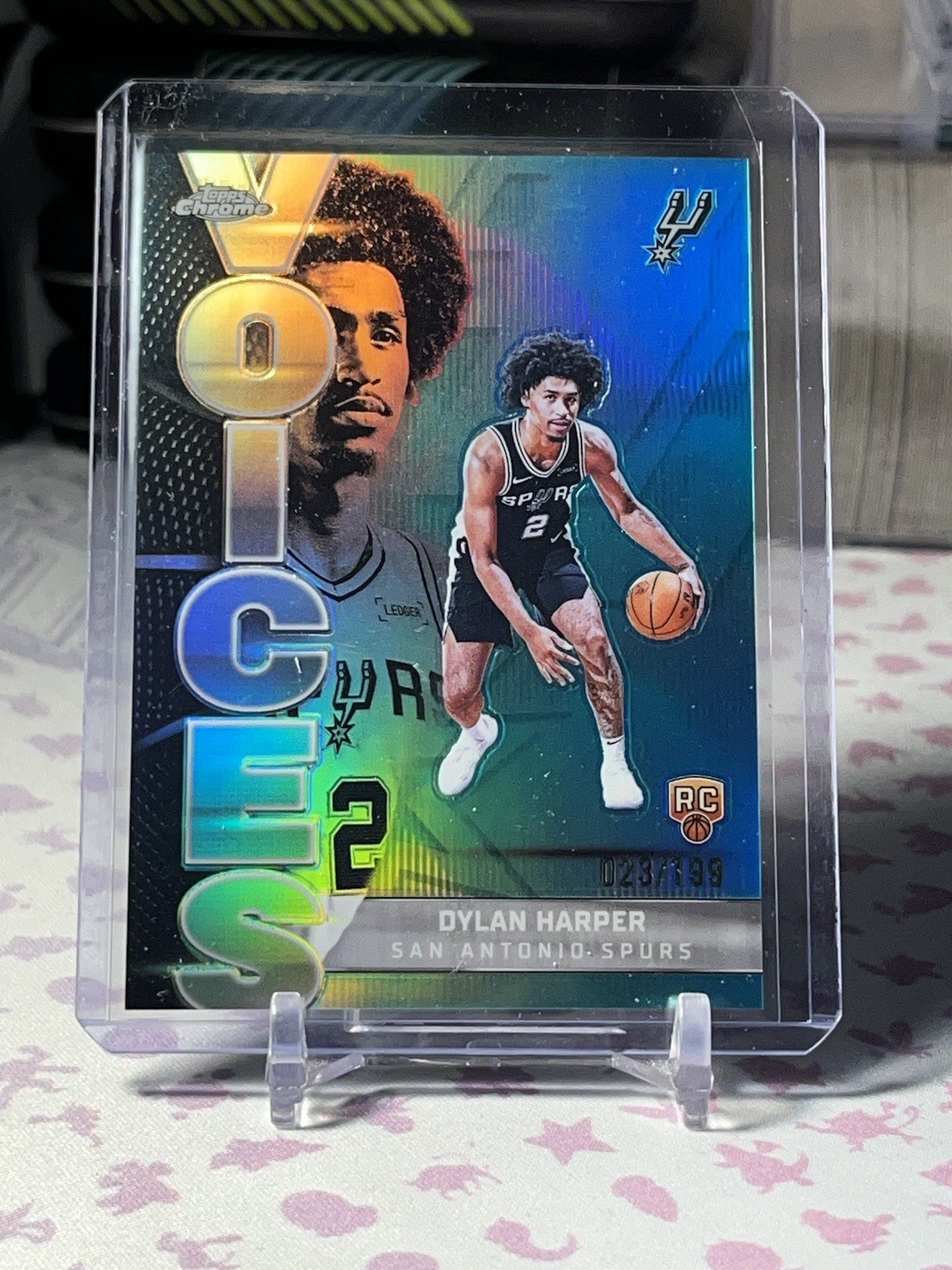 2025-26 Topps Chrome Voices #VS-7 Dylan Harper Aqua /199 Refractor Spurs