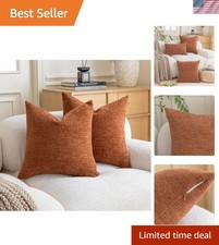 Modern 18x18'' Chenille Throw Pillow Covers - Pack of 2 for Sofa  Home Decor