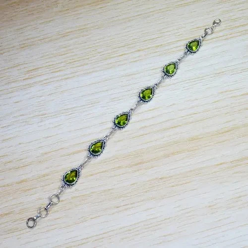 peridot bracelet 9x11mmgemstones 925 Sterling Silver Handmade Beautiful Bracelet - Picture 2 of 6