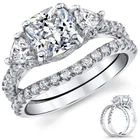 2.75Ct Moissanite Trillion Halo Vintage Cushion Filigree 18K White Gold over
