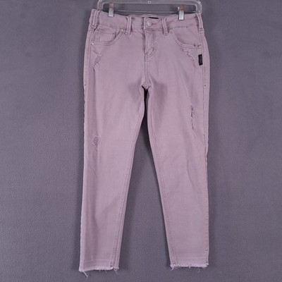 Silver Jeans Womens 29 Light Purple Denim Avery Skinny Crop Distress Grunge