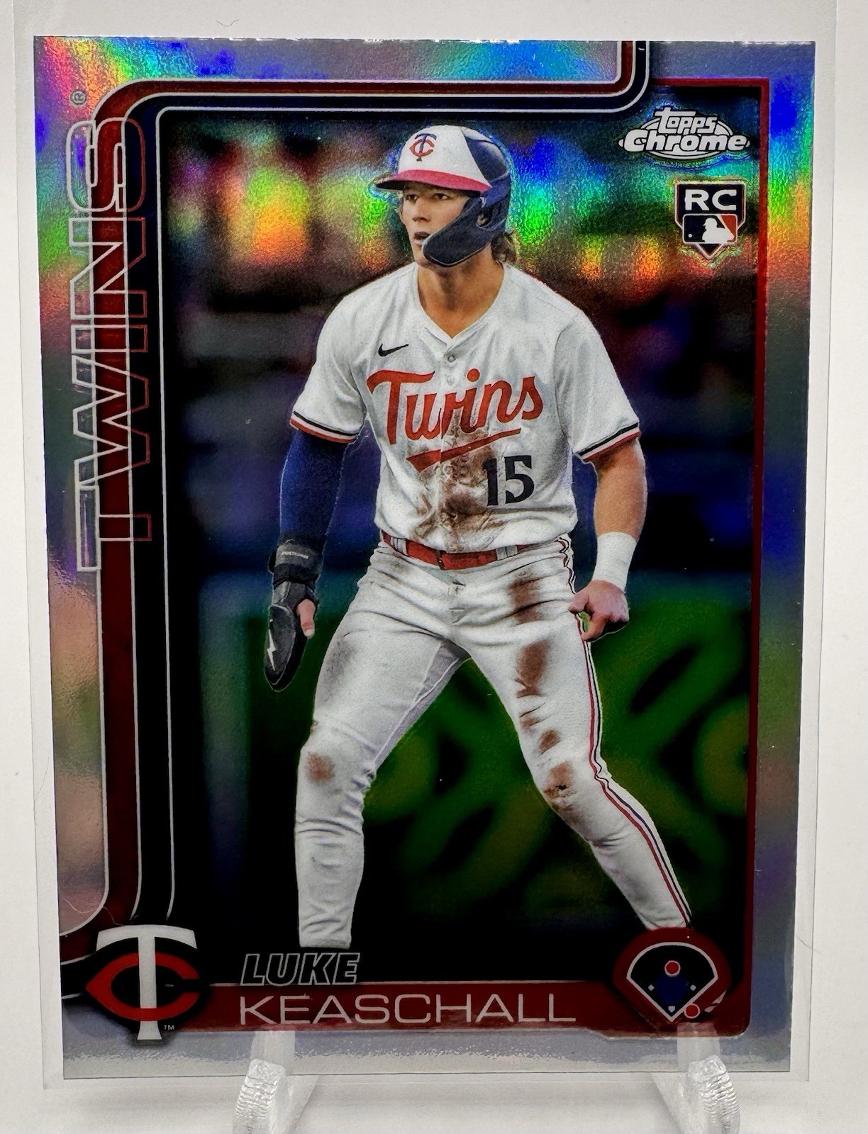 2025 TOPPS CHROME UPDATE LUKE KEASCHALL ROOKIE CHROME REFRACTOR #USC106 TWINS RC
