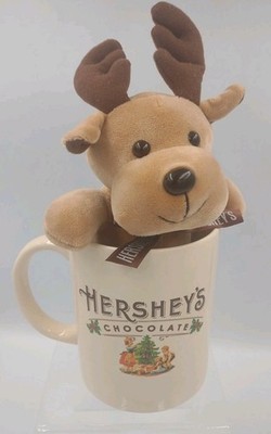 Hershey's Chocolate24oz XL Oversized Christmas Coffee Mug with Cute Plush Moose