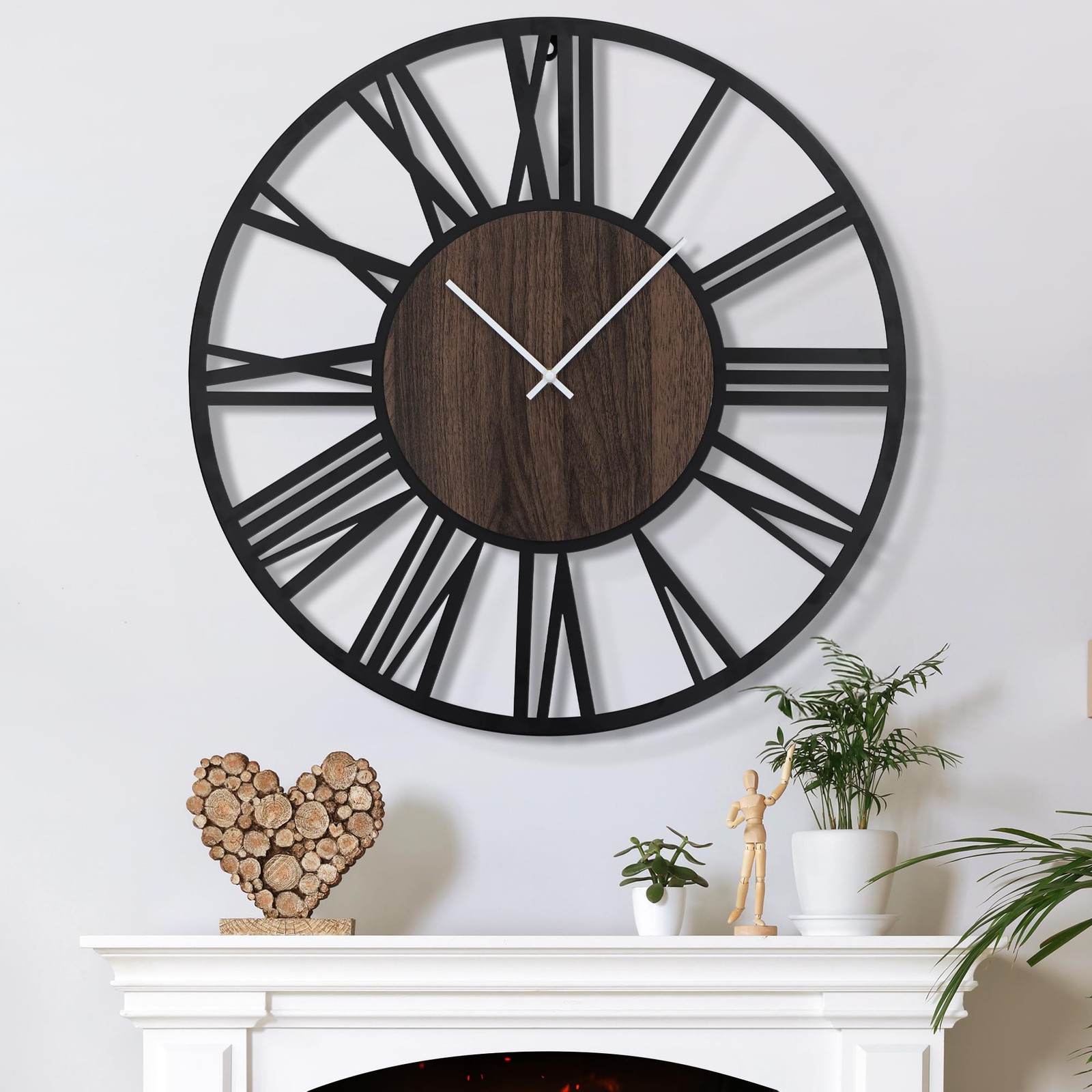 Large Wall Clock for Living Room Decor, 32 Inch Non Ticking Silent, Battery O...