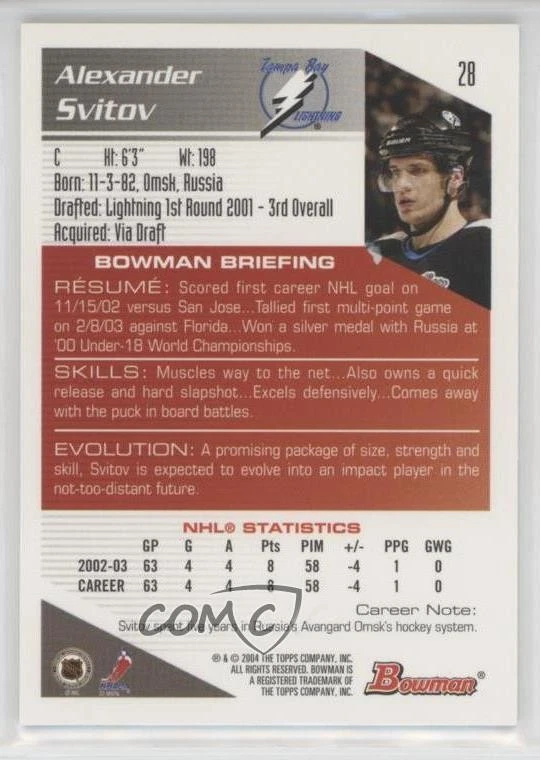 2003-04 Bowman Draft Picks Gold Alexander Svitov #28 - Image 2 of 2