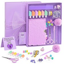 DIY Purple Journal Kit for Girls   300 Pieces, Lockable Diary, Markers,
