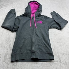 The North Face Hoodie Women Large Grey Pink Full Zip Fleece Gorpcore Sweatshirt